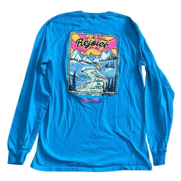 BLESSED GIRL Women's M Fall & Winter Blue Long Sleeve T-Shirt Lot of 2 PSALMS - Picture 8 of 9